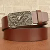 B￤lten China Buckle Belt Men ￤kta lyxl￤der M￤n f￶r Business Strap Man Metal Automatic