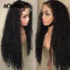 Kinky Curly Edges Lace Front Human Hair Wigs afro Deep Wave Curl Transparent HD Frontal Closure Wig perruque for black women