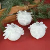 Party Decoration 3pcs/Box Christmas Tree Ornaments White Glitter Petal Shape Balls Foam Snow Ball Pendants Year Home Hanging Decor