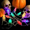 Strängar 2,5 m 20Led Halloween skelettsträng Spooky Lights 8 lägen Färgglad Post Lamp för inomhusutsmycken Hemmarum Diy Decors