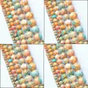 Turquoise 8mm giallo naturale blu arcobaleno pietre rotonde distanziali perle sciolte per la collana intarsa bracciale gioielli 4mm 6mm 10mm 12mm dro dhbqh