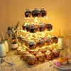 Bakware tools 4 lagen acryl bruidstaartstandaard kristallen beker houder plank stands dessert display verjaardagsfeestje cupcake decorat d7m8