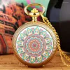 Pocket Watches Luxury Gold Shell White Green Turk Girtable Quartz Horário para girar coleções de arte em cadeia de cadeia para homens para homens mulheres