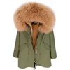 Women's Trench Coats 2022 Women's Winter Parka Long Jacket Real Thick Warm Fur Coat Mongolia Sheep Trim Hood Fashion Slim Brand
