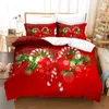 مجموعات الفراش Red Merry Christmas Bedroom مجموعة ناعمة الأسرة المألوفة ومريحة لحاف لحاف Case L221025