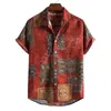 Men's Casual Shirts Mens Tunic Length Tee Top Fashion T-shirt Lapel Men's Printed Blouse Men Shirt Dress Large Tall T