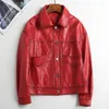 Kvinnors l￤der 2022 Trender Kvinnors ￤kta f￥rskinnskjorta Real Lambskin Sheep Shacket Coat CL4034