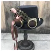 Berets Fashion Women Handmade Steampunk Top Hat With Gear Glasses And Ribbon Stage Magic Bowler Cosplay