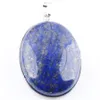 Natural Oval Pendant Necklaces Lapis Lazuli Rhodonite Rose Pink Quartz Stone New Trendy Silver Plated Fashion JewelryBN357