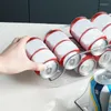 Botellas de almacenamiento Refrigerador de cocina Estante transparente Lata de refresco Dispensador de cerveza Soporte de botella apilable para bebidas Ahorro de espacio