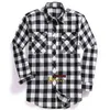 LuxuryNew Men Casual Plaid Flannel Shirt Long-Sleeved Chest Two Pocket Design Fashion Printed-Button