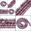 Autres perles de pierre naturelle de 8 mm Lépidolite rondes en vrac pour la fabrication de bijoux 4/6/8/10 mm 15 5 pouces Bracelet à bricoler soi-même Drop Delivery 2022 Dhil2