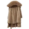 Femmes vers le bas femmes 2023 veste réversible manteau d'hiver femmes double face mode dames longs manteaux avec col en fourrure à capuche Parka