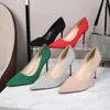 드레스 슈즈 큰 크기 46 펌프 여자 9cm Stilettos High Heels Ladies 2022 뾰족한 발가락 무리 간단한 일 Women Office Green