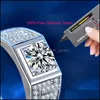 Cluster Rings Cluster Rings Trendy 925 Sterling Sier 1Ct D Color Moissanite Men Ring Iced Out Lab Adjustable Pass Diamond Testerclus Dhlo7