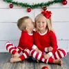 3 цвета Рождественская детская семья для взрослых, соответствующая рождественской оленей полосатой пижамы, ночная одежда пижамы сон, ночная пижама, FY9250 P1101