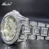 Armbandsur Relogio Masculino Lyx MISSFOX Ice Out Diamond Watch Multifunktion Dag Datum Justera Kalender Quartz Klockor För män Dro 221031