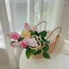 Dekorativa blommor F￤rgglada rosrosa Silk Peony Artificial Flower Bouquet French Fake For Home Wedding Birthday Party Decoration Supplies