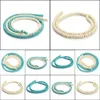 Turquoise 8Mm100Pcs 3X6Mm Natural Stone Green White Turquoises Beads For Jewelry Making Round Loose Spacer Diy Bracelet Necklace Dro Dh0Yj