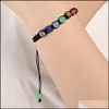 Contas de miçangas de pedra natural DIY 7 colorf pulseira de cristal chakra para mulheres pulsões de corda trançadas Reiki jóias espirituais de ioga Drop Dh5pz