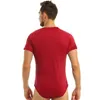 Body Shapers pour hommes Lingerie One Pyjamas Mens Couche T-shirt Bébés Pièce Col Rond Romper Body Adulte Presse Manches Entrejambe Court Adultes