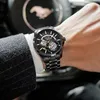 Armbandsur Ailang Men's Watch helautomatiska mekaniska ihåliga rostfritt stål Vitt urtavla lysande vattentät äkta 8629b