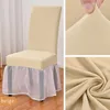 Fundas para sillas Funda elástica de lujo Funda europea de color sólido Falda de seda de leche Decoración del hogar de la boda