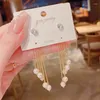 Dangle Earrings Silver Needle Fashion Personality Exaggerated Diamond-studded Multi-wear Pearl Long Tassel Wild High-end Women Jewelry