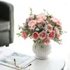 장식 꽃 인공 장미 식물 잎 핑크 실크 가짜 가정 장식 흰색 가을 꽃다발 장미 꽃 사무실 장식