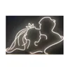 Party Wedding Logo Wedding Headshot Propuesta de pareja iluminada Neon Signo Decoración de fondo Silueta y nombres Aseguramiento de calidad de personalización