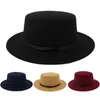 Berretti a sfera Cappello perfetto Unisex Cintura di lana a tesa larga Flat Top Fedora Cappelli da festa Berretto da baseball Insegnante