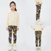 Children Winter Thick Warm Printed Leggings Sweet Girls Casual Tights Thicken Dot Leopard Pants Flowers Trousers M4227