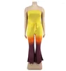 Pants Sexy Big Beautiful Women Jumpsuit Female Strapless Rompers Gradient Color Overalls Plus Size Wide Leg Summer Jumpsuits