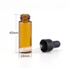 Flacon compte-gouttes ambre 5 ml mini flacon d'affichage d'huile essentielle en verre petit récipient de parfum de sérum avec couvercle noir