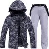 Giacche da sci Addensare Tuta da sci calda Coppie Abito invernale Giacca da snowboard impermeabile antivento Pantaloni Set Uomo Donna Taglie forti 3XL