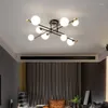 Lámparas de araña LED NEGRO moderno para sala de estar, lámparas de dormitorio, accesorios de iluminación interior, luces colgantes de techo con bola de cristal creativa