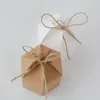 Emballage cadeau créatif papier Kraft 50 pièces boîte à bonbons lanterne hexagone Invitation de mariage gâteau sac fête d'anniversaire