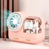 F￶rvaringsl￥dor Makeup Organisation Box Dammt￤t skrivbord Finish Mask Lipstick Skin Care Cosmetic Shelf LED Light Fan Mirror