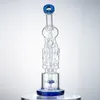 Énorme recycleur verre Bong base épaisse Dab plate-forme pétrolière bobine Bongs cage à oiseaux grand tuyau d'eau barboteur nid d'abeille Perc avec bol WP558