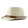 Berets Summer Straw Hat Men's Fashion Top Women's Sunscreen Retro Gentleman Jazz Solid Color