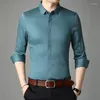 Chemises habillées pour hommes coupe régulière à manches longues couleur unie décontracté popeline 2023 automne haut qualité coupe ajustée hommes d'affaires chemise