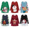 Girl's Dresses Christmas Girls Thin Cute Snowman Fashion Little Princess Xmas Party Gift 7 8 9 10 11 12 Years Old Kids Clothes 221101