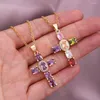 Pendant Necklaces Neo-Gothic Color Creative Cross Necklace Exquisite Purple Zircon For Girl Hip Hop Party Wedding Fashion Jewelry