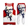 Herrspårssuits S-6XL Men/Women 2 PCS Sportsuit Set Fashion Long Sleeve 3D KFC Old Man Print Hoodies Pants Set Unisex dragkedja Tracksuit