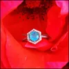 Anelli a grappolo Anelli a grappolo Paraiba Tourmaline Gemstone Ring per le donne Solid 925 Sterling Sier Japanese Stone Wedding Brides Gift Si Dhpfo