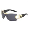 Солнцезащитные очки в винтажной моде y2k One Piece Женщины Мужчины Дизайнерские тенденции к Rimless Sport Sun Glasses для женщин 385U