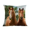 Pillow World Famous Horse Breeds Thoroughbreds White Bay Racing Linen Case Home Car Sofa Decoration Cover