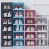 Thicken Plastic Clear Dustproof Shoe Storage Box Transparent Flip Candy Color Stackable Shoes Organizer Boxes Wholesale wly935