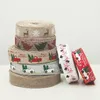 Christmas Decorations 5m Printed Webbing Imitation Burlap Japanese Style Ribbon Tree Festive Atmosphere Decoration