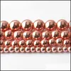 Materiały magnetyczne 8 mm naturalne koraliki z kamienia naturalnego Rose Gold Hematyt okrągły luźno dla biżuterii wytwarzają 15 cali 4/6/8/10 mm DIY DISLID 2 DHNX5